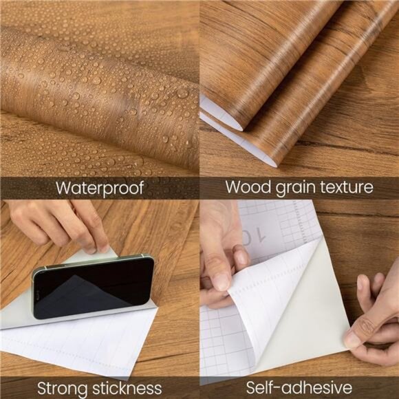 Wood Grain Contact Paper Peel and Stick Wallpaper Self Adhesive Wall Paper - Picture 4 of 7
